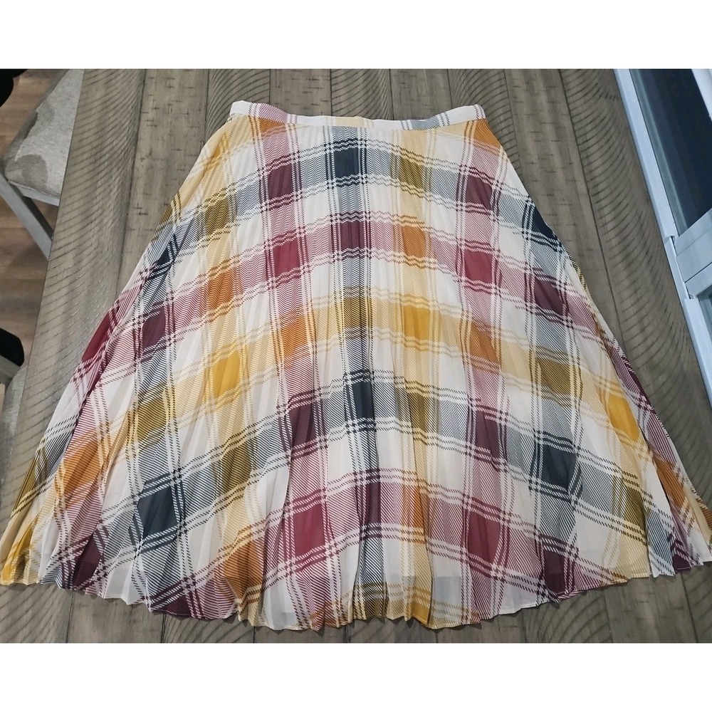 Ann Taylor Skirt 12 Plaid Accordion Pleat Midi Preppy Academia Elegant Timeless - Picture 3 of 14
